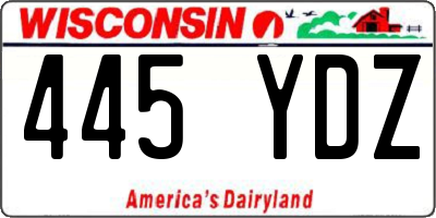 WI license plate 445YDZ