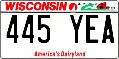 WI license plate 445YEA