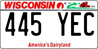 WI license plate 445YEC