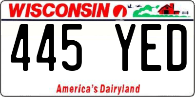 WI license plate 445YED