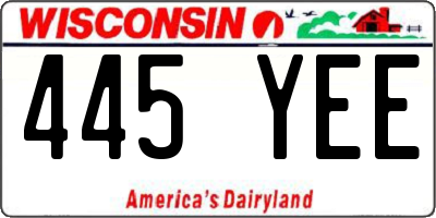 WI license plate 445YEE