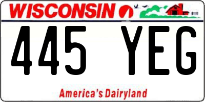 WI license plate 445YEG