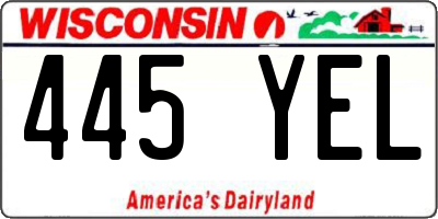 WI license plate 445YEL