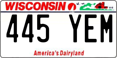 WI license plate 445YEM