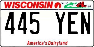 WI license plate 445YEN
