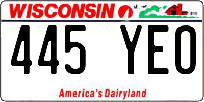 WI license plate 445YEO