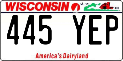 WI license plate 445YEP