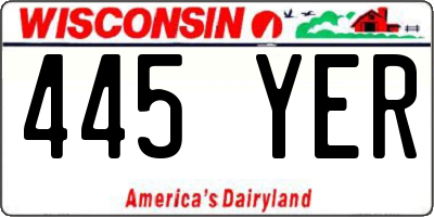 WI license plate 445YER