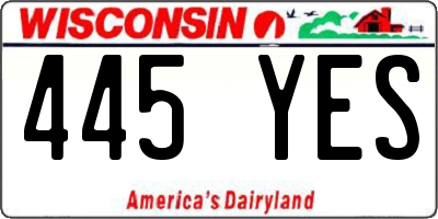 WI license plate 445YES