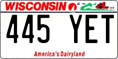 WI license plate 445YET