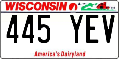 WI license plate 445YEV