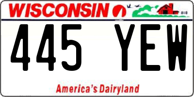 WI license plate 445YEW
