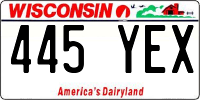 WI license plate 445YEX