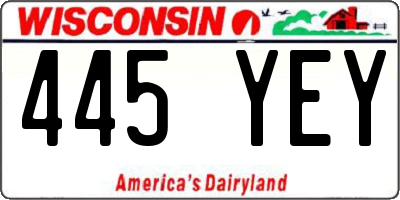 WI license plate 445YEY