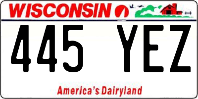 WI license plate 445YEZ