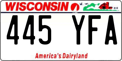 WI license plate 445YFA