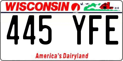WI license plate 445YFE