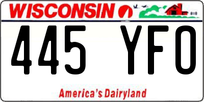 WI license plate 445YFO