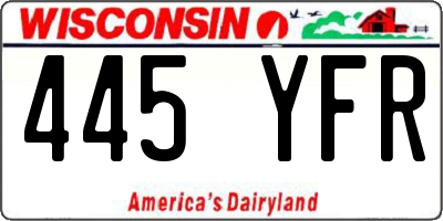 WI license plate 445YFR