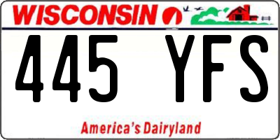 WI license plate 445YFS