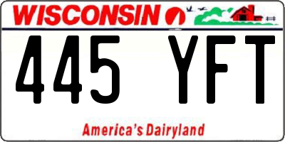 WI license plate 445YFT