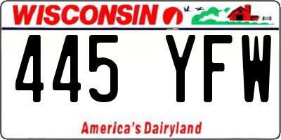 WI license plate 445YFW