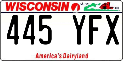 WI license plate 445YFX