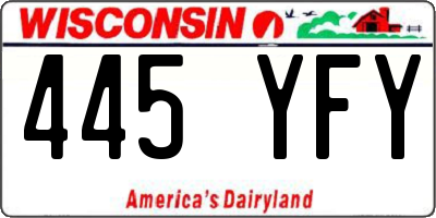 WI license plate 445YFY