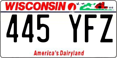 WI license plate 445YFZ