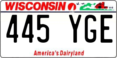 WI license plate 445YGE