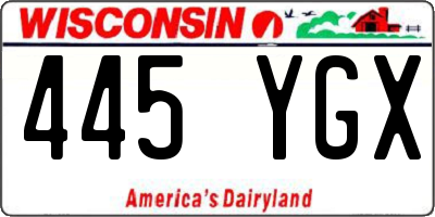 WI license plate 445YGX