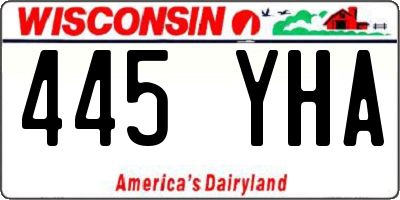 WI license plate 445YHA