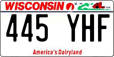 WI license plate 445YHF