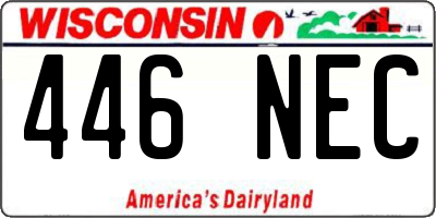 WI license plate 446NEC