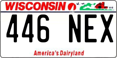 WI license plate 446NEX