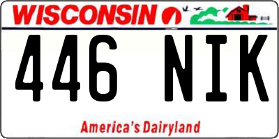 WI license plate 446NIK