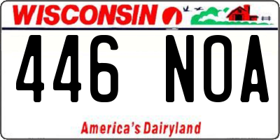 WI license plate 446NOA