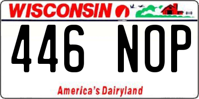 WI license plate 446NOP