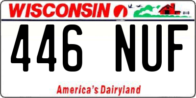WI license plate 446NUF