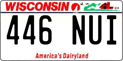 WI license plate 446NUI