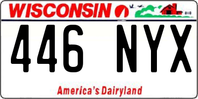 WI license plate 446NYX