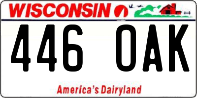WI license plate 446OAK