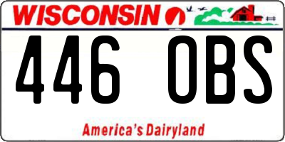 WI license plate 446OBS