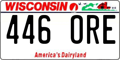 WI license plate 446ORE