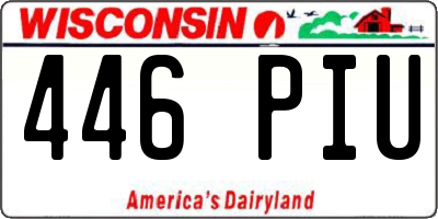 WI license plate 446PIU