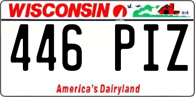 WI license plate 446PIZ