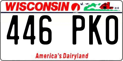 WI license plate 446PKO