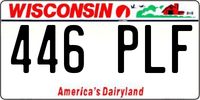 WI license plate 446PLF