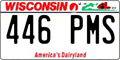WI license plate 446PMS
