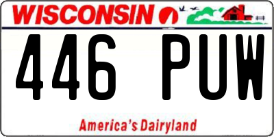 WI license plate 446PUW